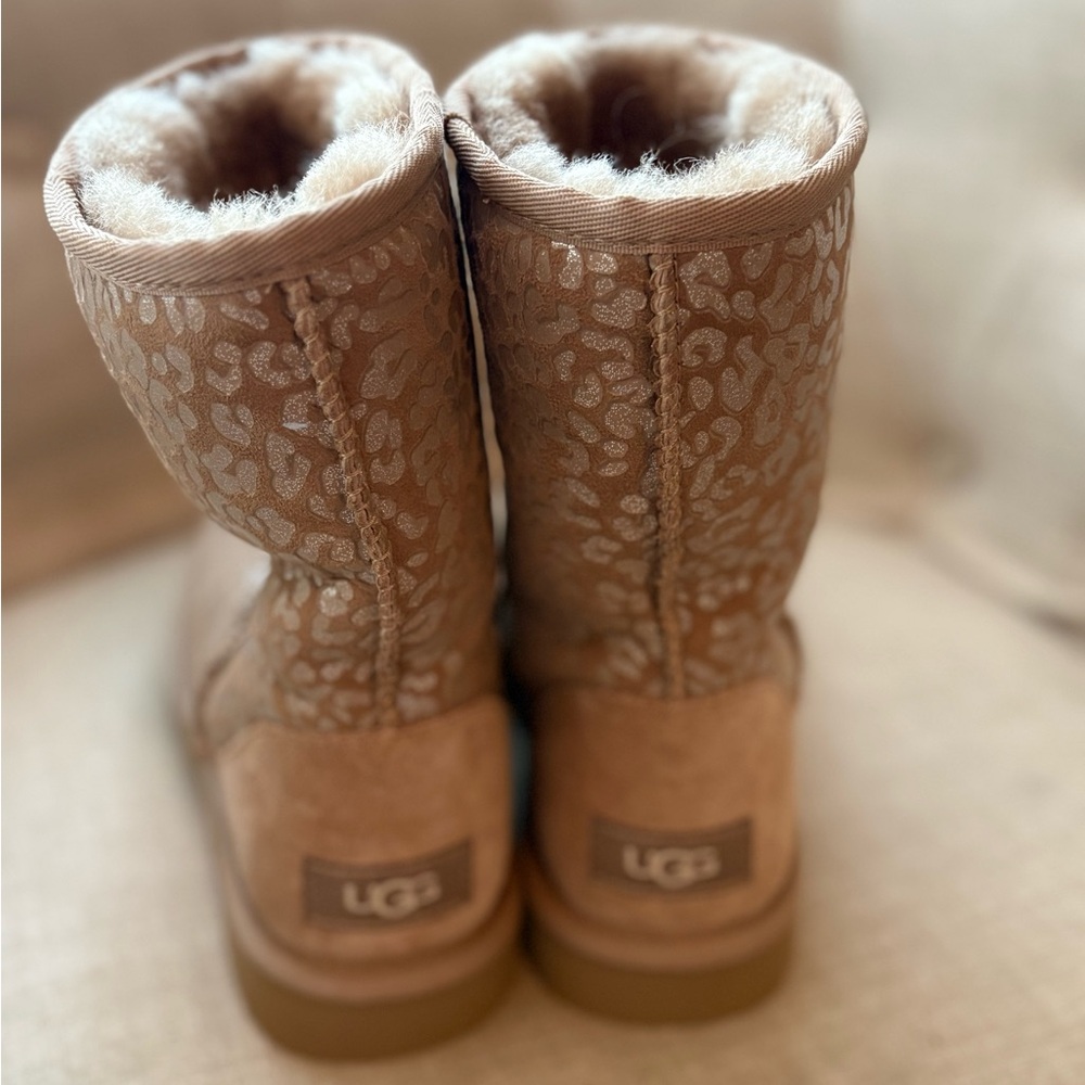 UGG Chestnut Leopard-Print Shearling Boots - Picture 3 of 6